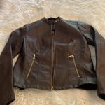 Baccini  Faux Brown Leather Jacket size S length 22” bust 32” BNWOT Photo 8
