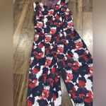 Reiss  floral red blue jumpsuit luxury designer fall boho classic designer formal Photo 2