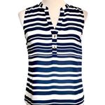 Banana Republic NWT Navy Striped Sleeveless Blouse SP Photo 0