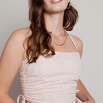 Tobi ANOTHER LOVE FLORAL HALTER SIDE RUCHED CROP TOP IN PINK  Photo 5