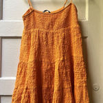 ZARA  Babydoll Mini Dress S Orange Smocked Strappy Tiered Rodeo Summer Beach Photo 0