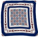 Bundle of 2 Scarves Red Heart Print & Blue Equestrian Horse Bit Square Scarves Photo 5