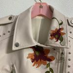 Beautiful leather and embroidered jacket Cream women’s size s Photo 7