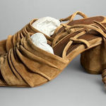 Alohas Kahlo Suede Ankle Tie Heeled Sandal in Camel Brown Size 5 Photo 0