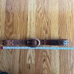 VTG Leatherock USA Brown Leather Studded Rhinestone Belt Rose Gold 31" Photo 9