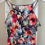 Prevett Colorful Abstract Print Front Zipper Sun Dress SZ Large Red Photo 1