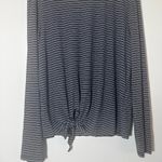 Dylan  tie front stripped long sleeve shirt grey white size L NWT Photo 1