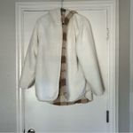 Weatherproof Beige Plaid Ivory Reversible Sherpa Hooded Cardigan S/M Photo 2