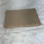 BVLGARI  Tan & Gold Metallic Zip Makeup Clutch 10x7x.5 Photo 2