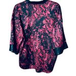 Marc New York Pink Floral Satin Kimono Style Half Sleeve Top Sz M Photo 6