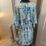 Ariat Blue White Grey Geometric Popover Dress Long Sleeve Western 1/2 Button Flu Photo 5