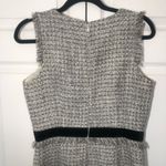 J Crew Sparkling Grey Metallic Tweed, Fringe, & Velvet Sheath Dress Size 8 Tall Silver Photo 6