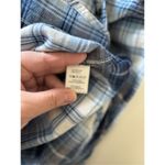 Jachs Girlfriend Bea Plaid Flannel Shirt Blue pearl snaps rollup cuff Women’s M Photo 3