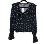 We Wore What Black Floral Cropped Blouse NWT Size Large Boho Floral Blouse Photo 1