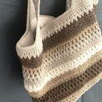 Lina: Brown/Tan/Beige/ White Woven (crocheted) Shoulder Bag Photo 9