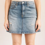 Calvin Klein Size 27 Distressed Y2K 90s Denim Skirt Photo 0