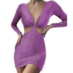 Gab & Kate Orchid Twisted Tie Cut Out Bodycon Mini Dress Sz L Women Photo 0