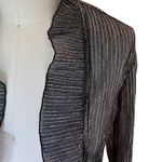 CONNECTED Sheer Dressy Black & Silver Ruffle Edge Short Blazer Jacket ~ Small Photo 2