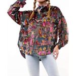 NWT Aratta Holiday Jewels Blouse Velvet Floral Charcoal Medium MSRP $190 Gray Photo 1