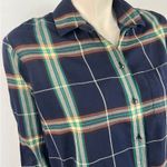 Madewell  Ex-boyfriend Navy‎ and Jade Green Paid Button Front Shirt Photo 1