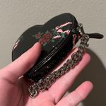 Coach Adorable black heart coin purse case keychain floral rose print Photo 4