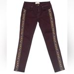 Driftwood  Jackie skinny jeans Embroidered Size 28 Marroon Photo 1
