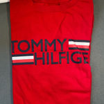 Tommy Hilfiger  red logo crew neck, short‎ sleeve t shirt, cotton, size Large Photo 0