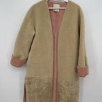 ZARA Tan Faux Suede Teddy Sherpa Jacket Coat Oversized Size Large Pink Photo 0