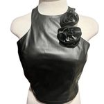 Sunday in Brooklyn Anthropologie  Black Crop Top Halter Neck Rosettes Size S NWT Photo 1