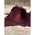 Victoria's Secret  T-Shirt Lightly Lined Demi Bra Size 36 D Maroon Lace Sparkle Photo 4