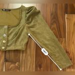 ZARA Corduroy Puff Sleeve Crop Top Photo 6