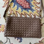 Taupe Brown Small Woven Leather Crossbody Purse Handbag Photo 1