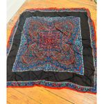Amanda Smith Vintage Black Red Green Paisley Italy Rayon Scarf Photo 0