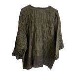 Ona NY Top Womens Size M Olive Shirt Wool Blend Lagenlook Crinkle Cuff Boxy USA Green Size M Photo 1