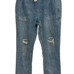 Distressed Elastic Waist Pull On Utility Jeans Blue Size 14 Photo 0