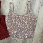 Old Navy  Ribbed Tank Top Floral & Brick Red‎ Sleeveless Camis L/XL Photo 2