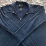 Via Seta Silk Blend Navy Blue Ribbed Collared 1/4 Zip Sweater, size M Photo 5