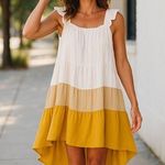 Moodie High Low Tiered Color Block Dress, New with Tags, Size Small Photo 0