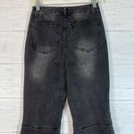 Forever 21 Pants Women 27 Black Denim Jeans Mega Flare Raw Hem Cotton Button Fly Photo 4