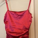 Lulus  Glam Gal Hot Pink Satin Ruched Cutout Maxi Dress Photo 8