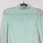 Free People NWT  Caroline Aqua Smocked Turtleneck Lightweight Jersey Top Small Photo 3