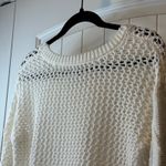ANA A New Approach White Cable Knit Crochet Sweater Petite Size SP High/Lo Photo 3