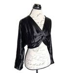 ZARA Womens Blouse Small Cropped Twist Runche Plunge Bohowestern Cowgirl Rodeo Photo 1