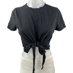 Lululemon Womens Black Tie knot Front Short Sleeve Crop Tee T Photo 0