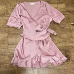Princess Polly Moi Rai satin pink wrap flowy mini dress Photo 1