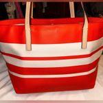 Kate Spade  Orange and White Striped Tote Bag EUC Photo 3