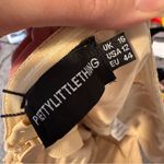 Pretty Little Thing Strapless Ruched Bodycon Midi Dress Womens 12 Tan Baddie NWT Photo 1