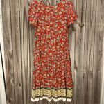 Prairie style fall dress small floral print short sleeved dress v Photo 2