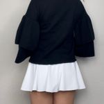 Planet Gold Black Three-Quarter-Sleeve Ruffle Sweater Blouse Top Photo 5