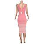 STAUD  Dana Ribbed Knit Midi Dress, Coral Pink/White, Small Photo 5